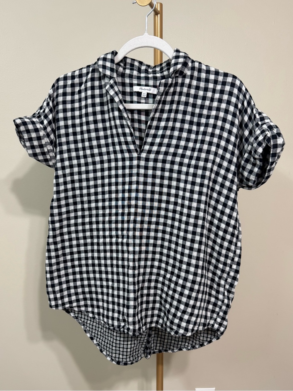Madewell navy gingham cotton top, XXS